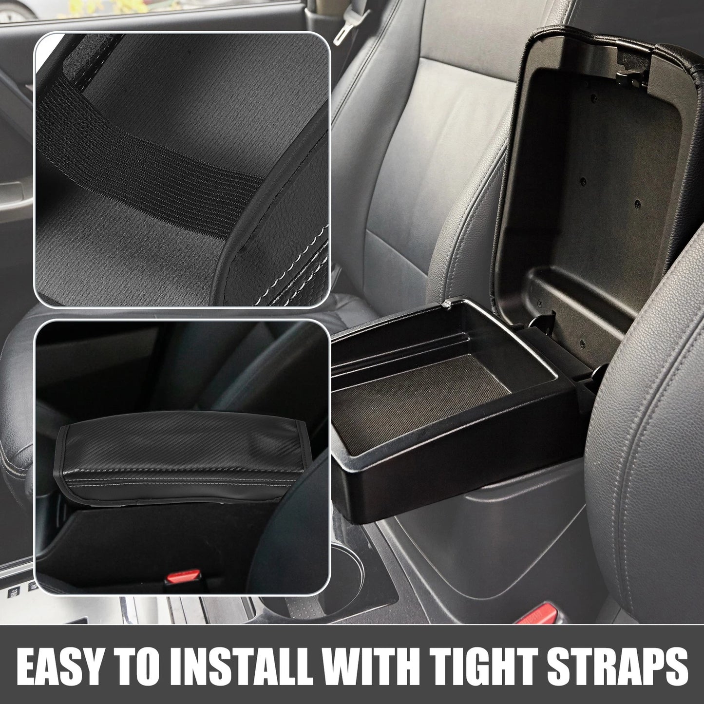 Center Console Cover Pad for Hyundai Tucson (2016–2021) Carbon Fiber Black