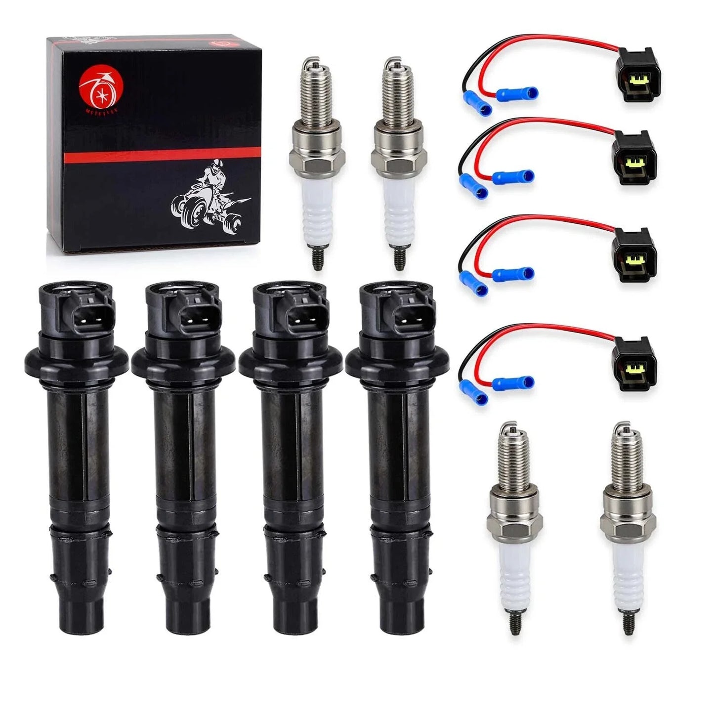 4 x Ignition Coil w/ Plug Spark Plug for Yamaha Vmax 1700 (2009–2020)