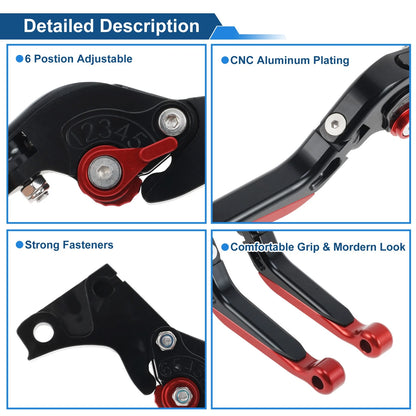 Short/Long Brake Clutch Levers for BMW G310R (2017–2021) Black Red End 1 Pair