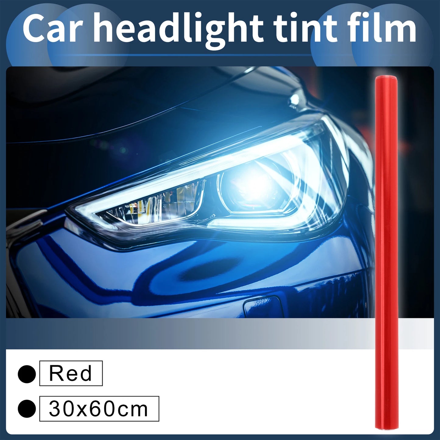 Headlight Taillight Tint Film for Universal Cars (23.62"x11.81") Red 1 Pc
