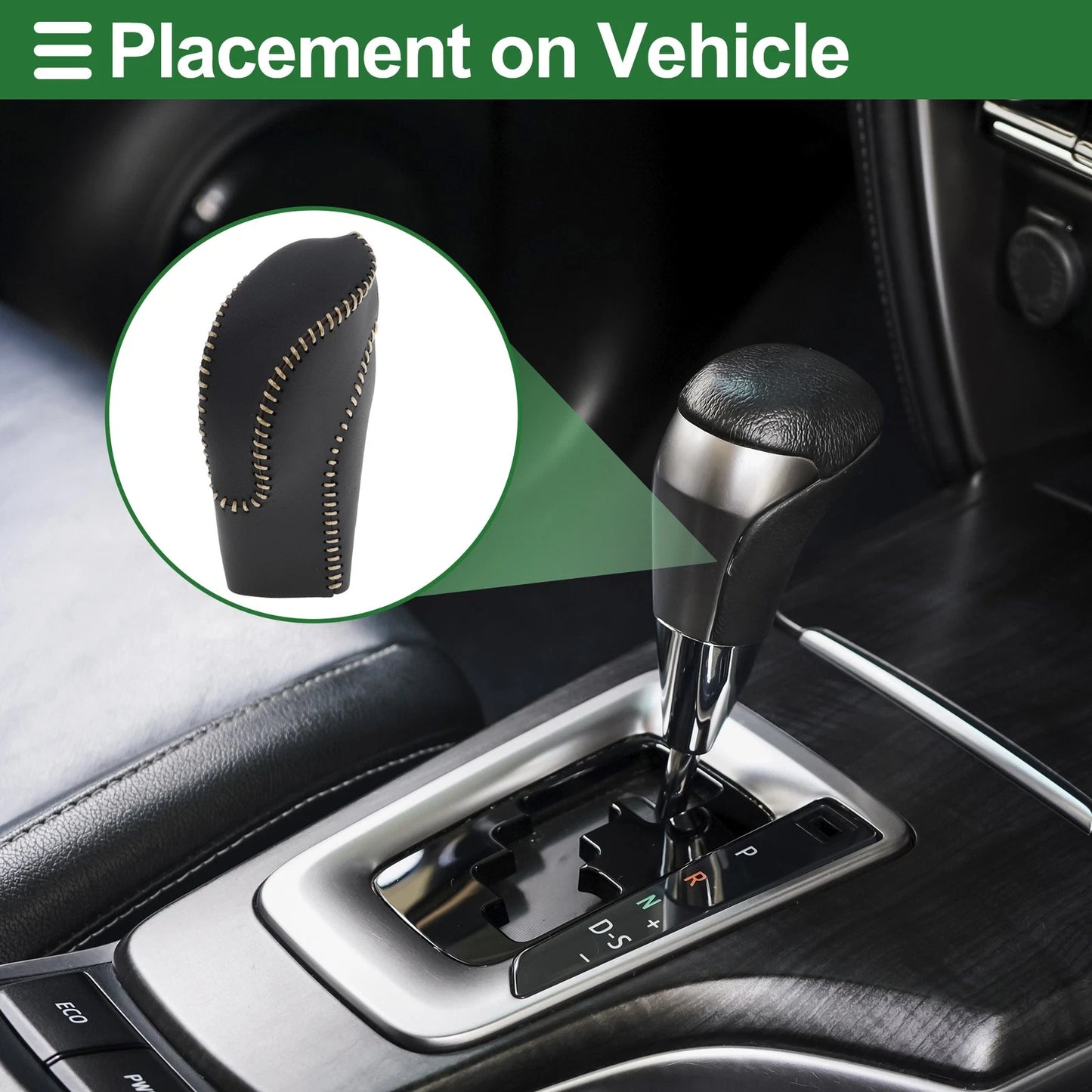 Gear Shift Knob Cover for Subaru Forester (2018–2023) Black Beige Faux Leather