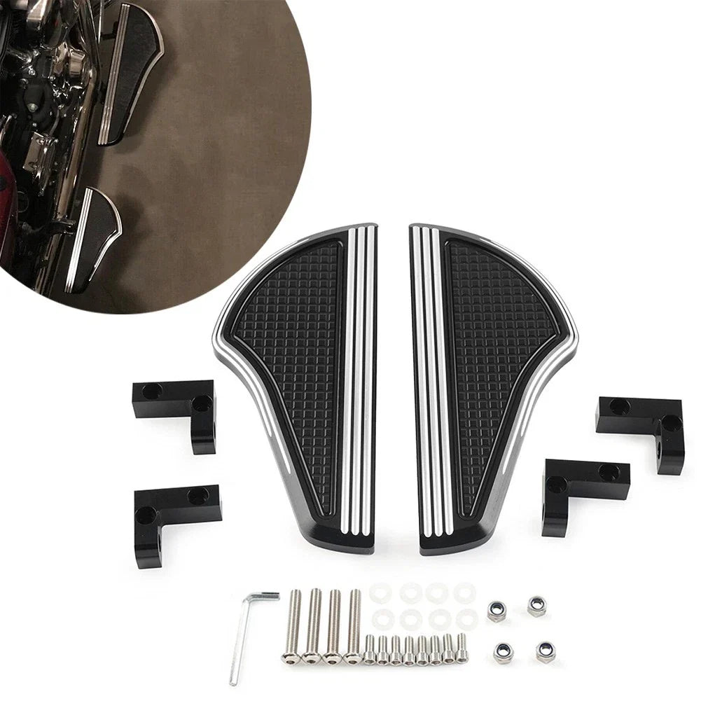 Rear Passenger Floorboards for Harley Touring (1993-2023) Black Aluminum