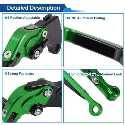 Adjustable Brake Clutch Lever for Yamaha MT125 (2014–2021) Green Black