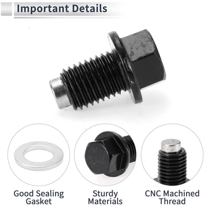 Set of 1 M12x1.5 Engine Oil Drain Plug with Gasket for Car Motorcycle