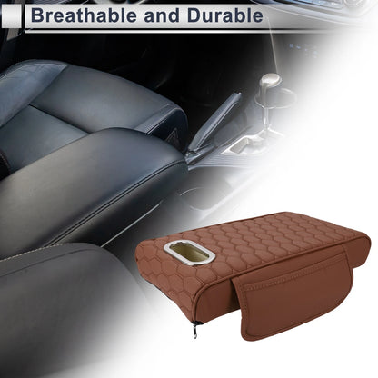 Center Console Cover for Car (13.39"x9.06"x2.36", Light Brown)
