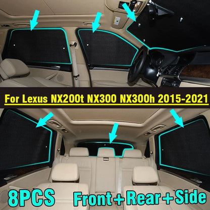 8x Window Windshield Privacy Sunshade for Lexus NX200t NX300 NX300h (2015–2021)