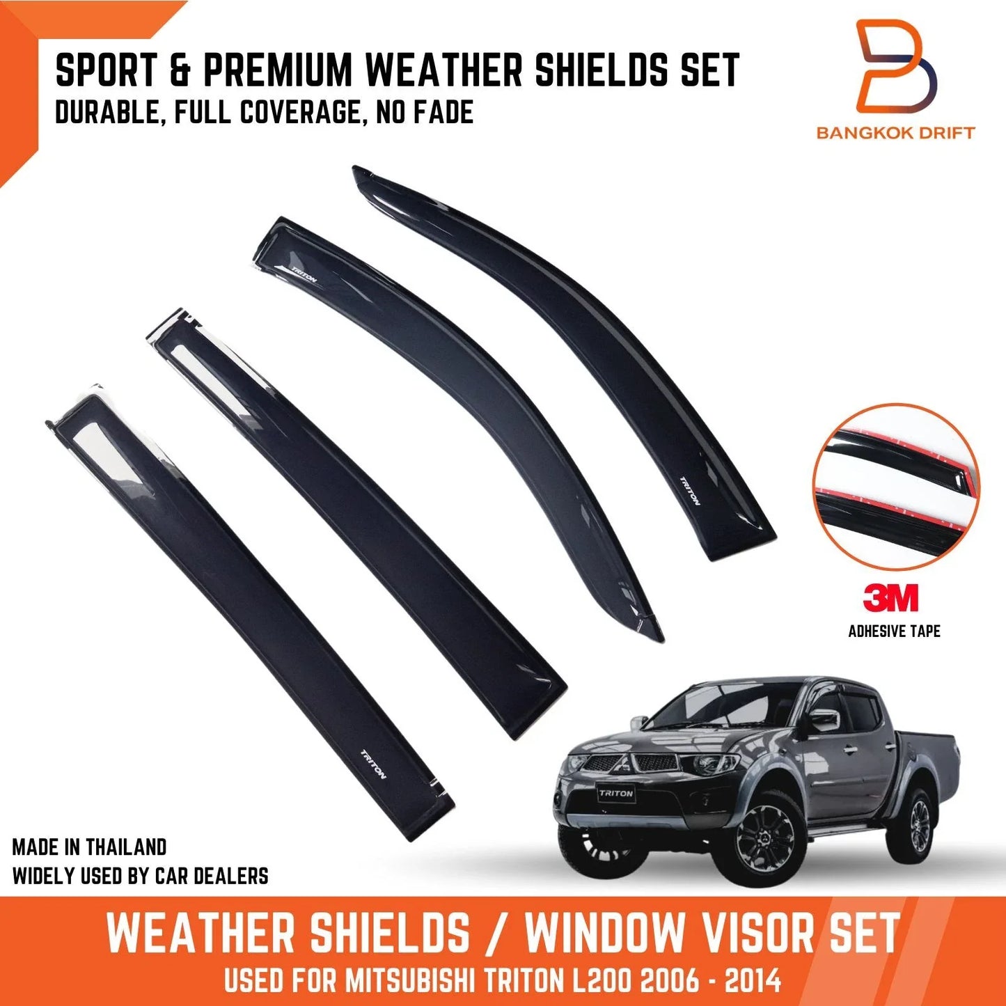 Weather Shield Window Visor Guard for Mitsubishi Triton MN ML (2005-2015)