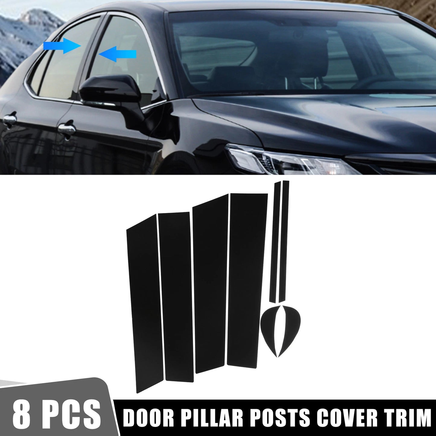 8 Pcs Door Cover Trim Pillar Stickers for Toyota Camry