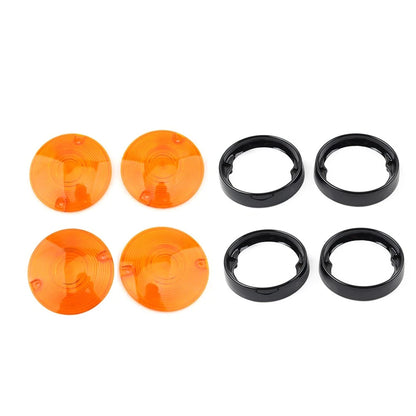 Set of 4 Turn Signal Light Lens Cover Bezel Visor Ring for Harley (1986–Present)
