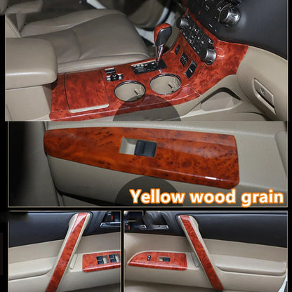 Wood Grain Carbon Console Panel Trim Cover for Toyota Highlander (2008–2013)