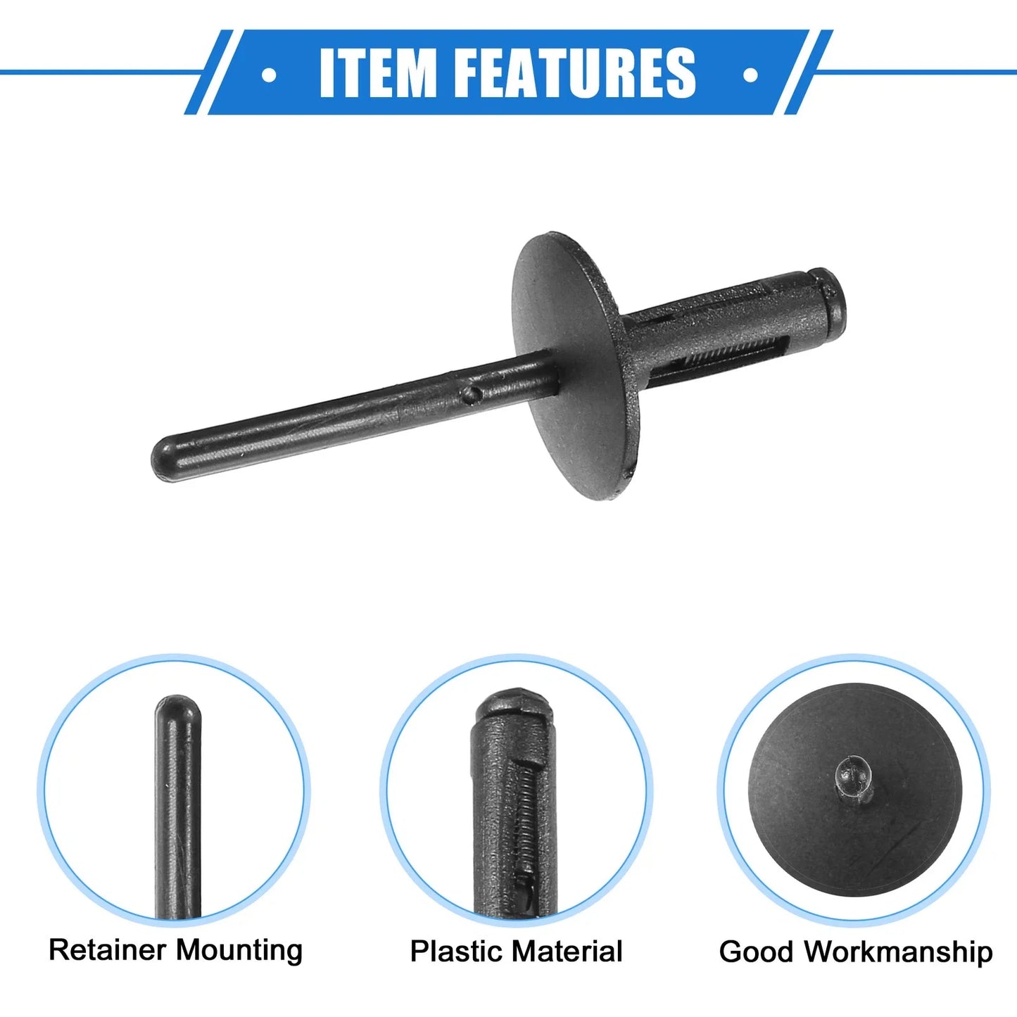 30 x Fender Liner Rivet Durable Plastic Black for BMW X1 (2013 - 2023)