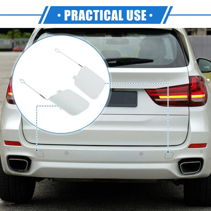 Pair Rear Tow Hook Eye Hole Cover Caps for BMW X5 (2016–2018) White Plastic