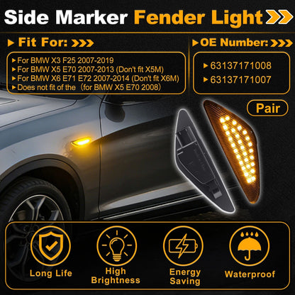 Set of 2 Side Marker Fender Lights for BMW X3 F25 (2007–2019) 63137171008