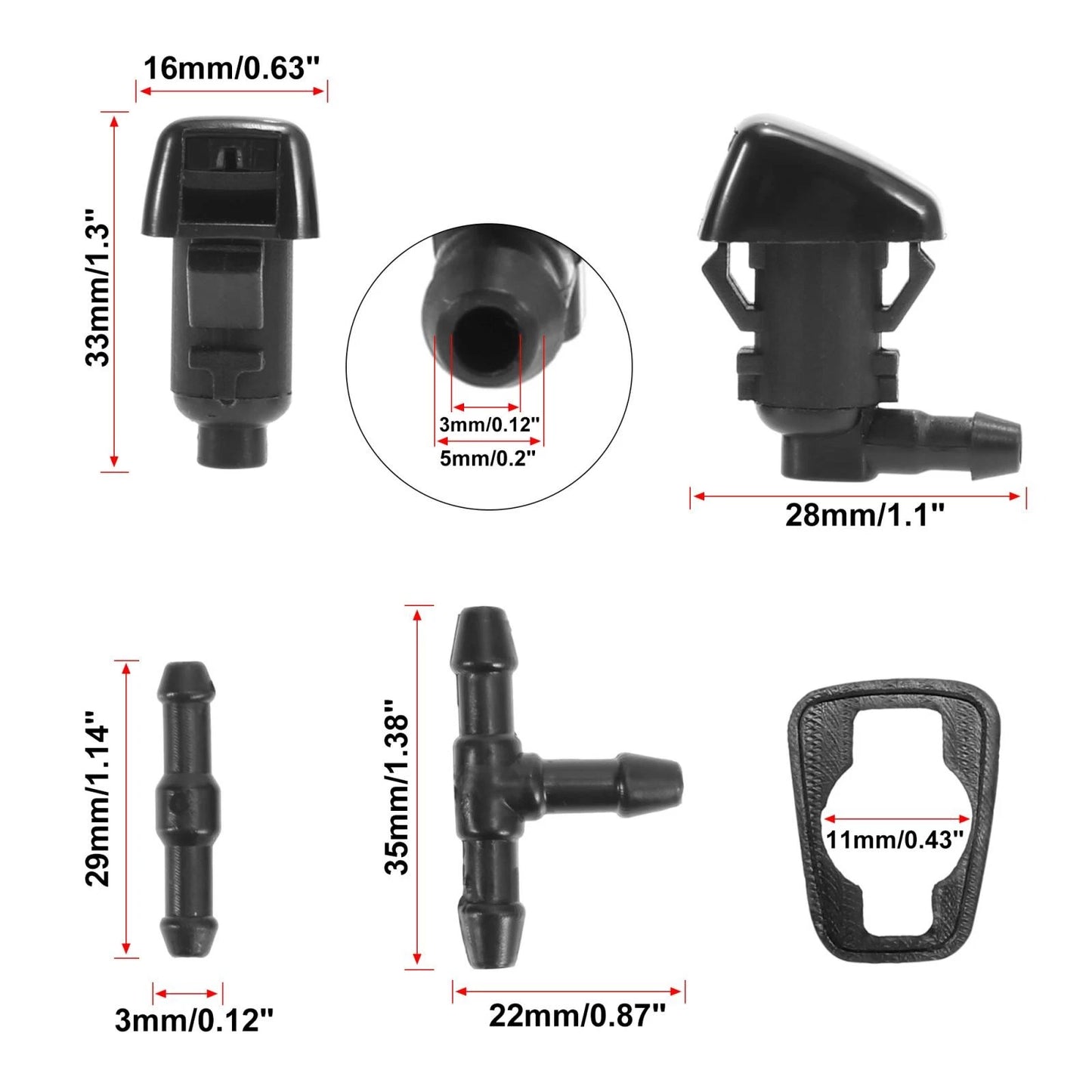 7pcs Wiper Fluid Squirter Nozzle Spray for Jeep Liberty (2002–2007) 55157319AA