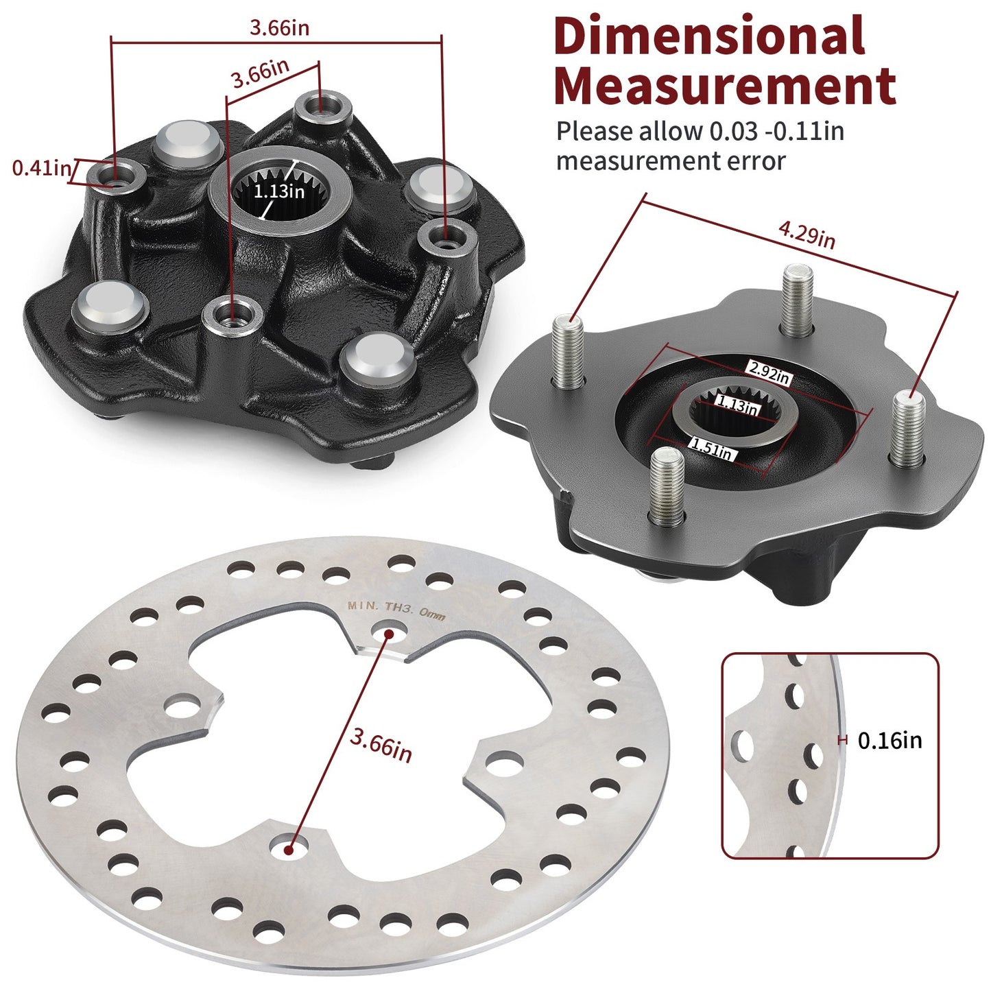 Front Wheel Hub with Brake Disc Rotor for Honda Foreman 500 (2014–2019)