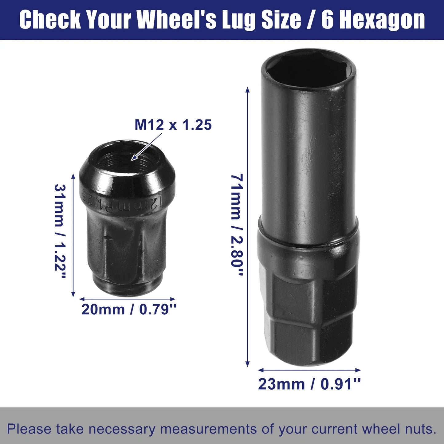 M12x1.25 Car Wheel Hub Lug Nuts 2 x Set for Honda, Chevy, Nissan