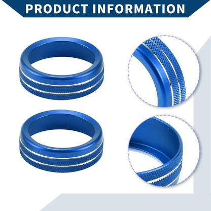 Set of 2 Media Radio Audio Tune Switch Knob Covers for Ford Mustang (2015–2021) Blue