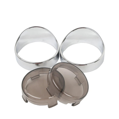 Smoke Lens Turn Signal Light Trim Ring Visors Bezels for Harley Touring Dyna