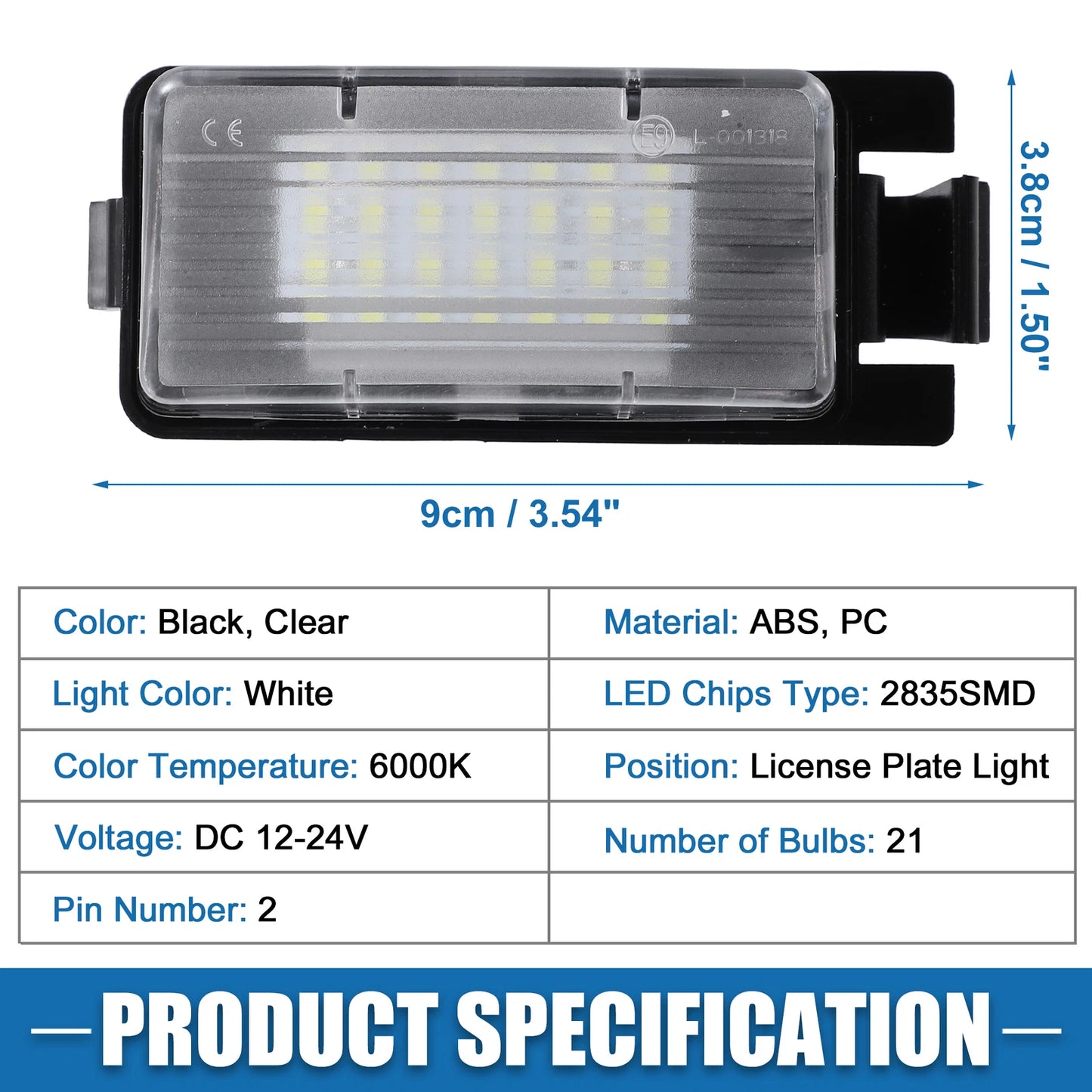 1 Pair White LED License Plate Light Assembly 26510CD00A 2835SMD for Nissan