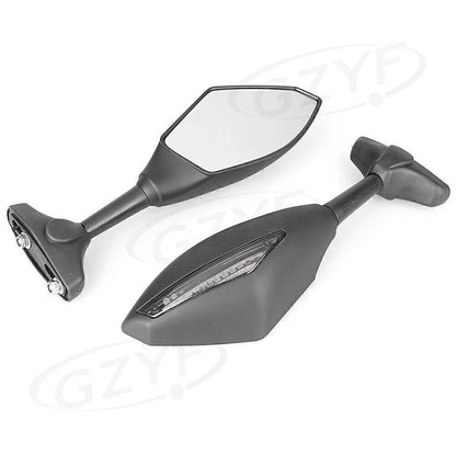 Rearview Mirrors w/ Amber Lights for Kawasaki Suzuki Yamaha Universal