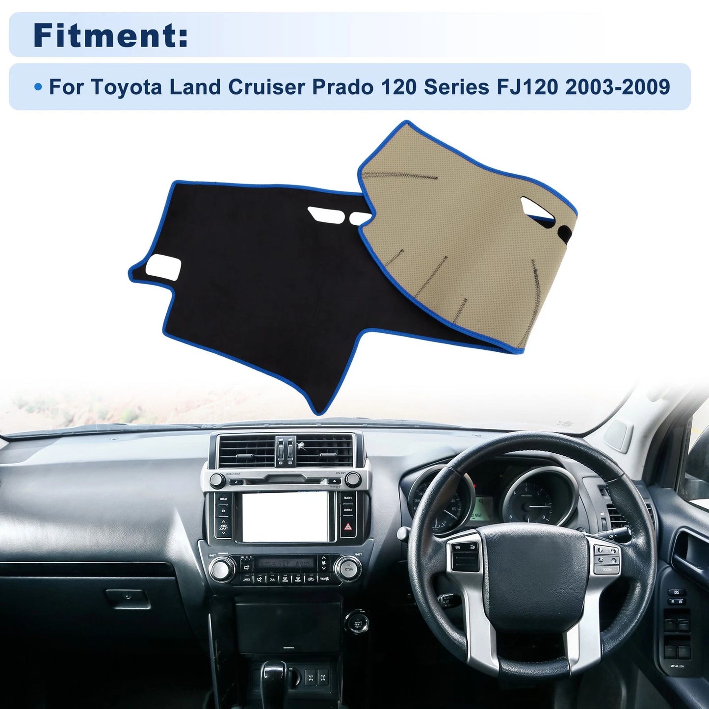 Dash Cover for Toyota Land Cruiser Prado 120 Series FJ120 (2003–2009) Flannel Set