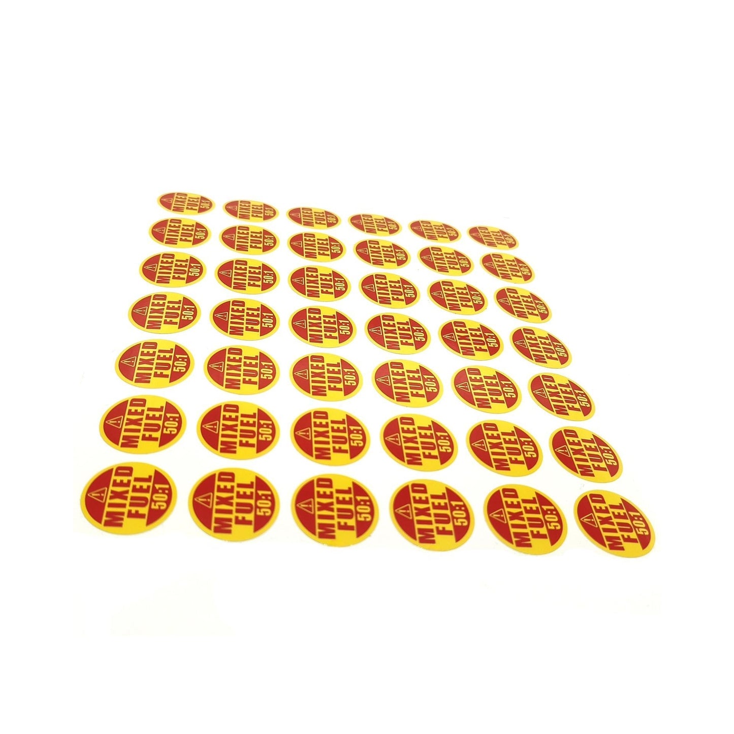 Set of 42 Weatherproof Fuel 50:1 Stickers for Commercial Use