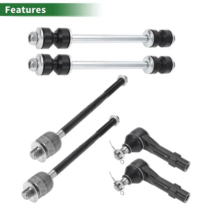 Set of 6 Front Suspension Kit Tie Rod Ends & Sway Bar Link for Ford Explorer