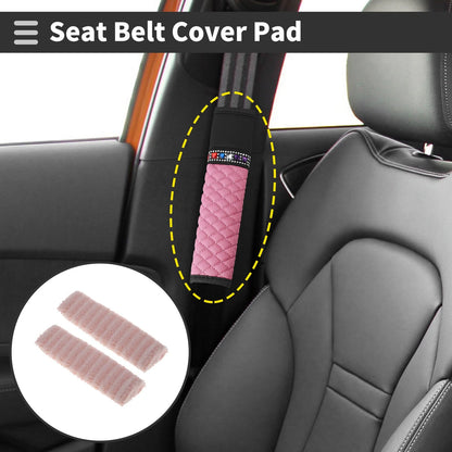 Set of 2 Pink Seat Belt Cover Pads for Universal Fit (26cm)