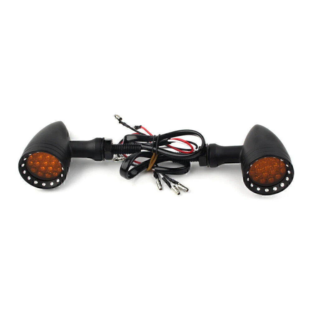 Black 10mm LED Turn Signal Lights Pair for Harley Honda