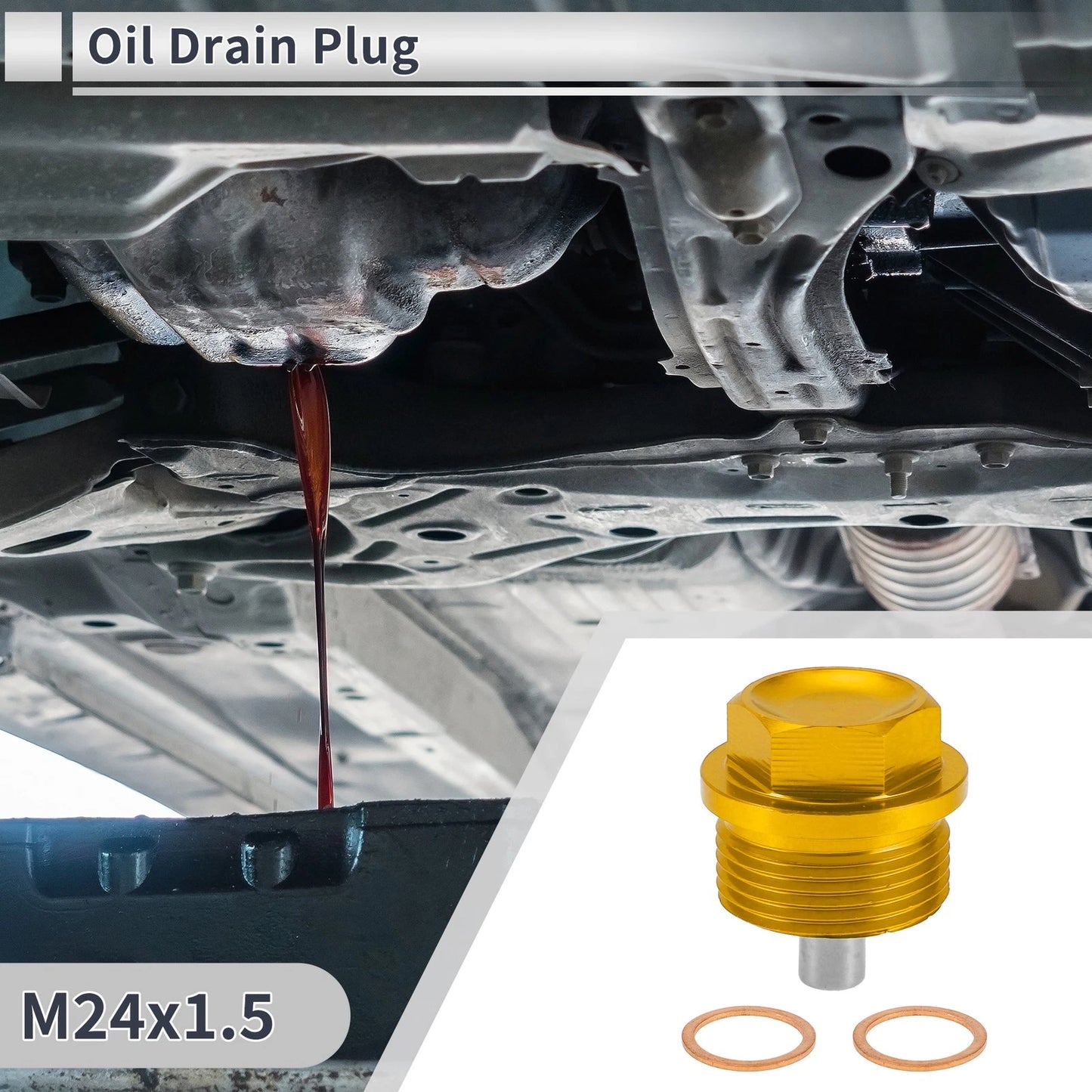 Set of 1 M24x1.5 Engine Oil Drain Plug with Gasket for Car Motorcycle Boat