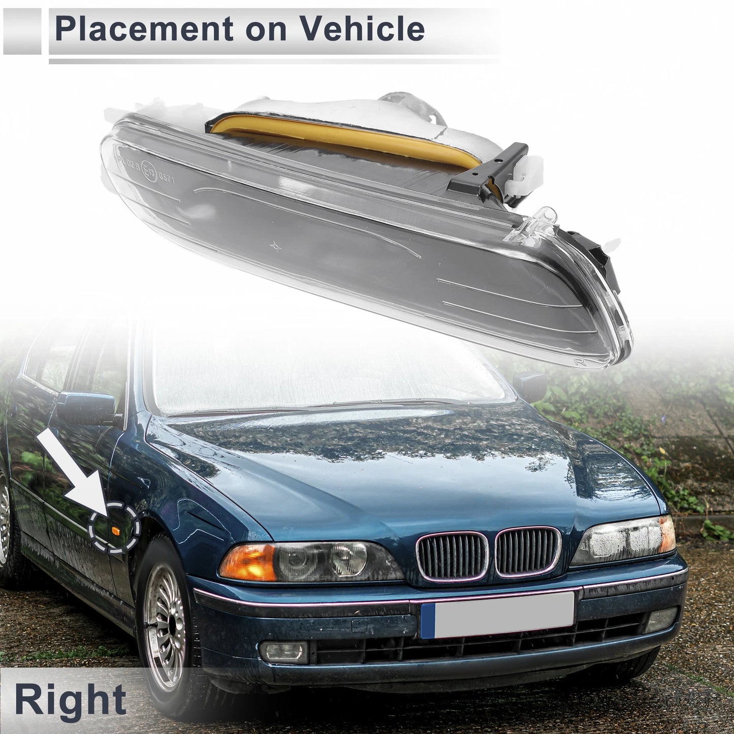 Right Front Bumper Side Marker Light Cover for BMW 3 Series (No. 63178361952)