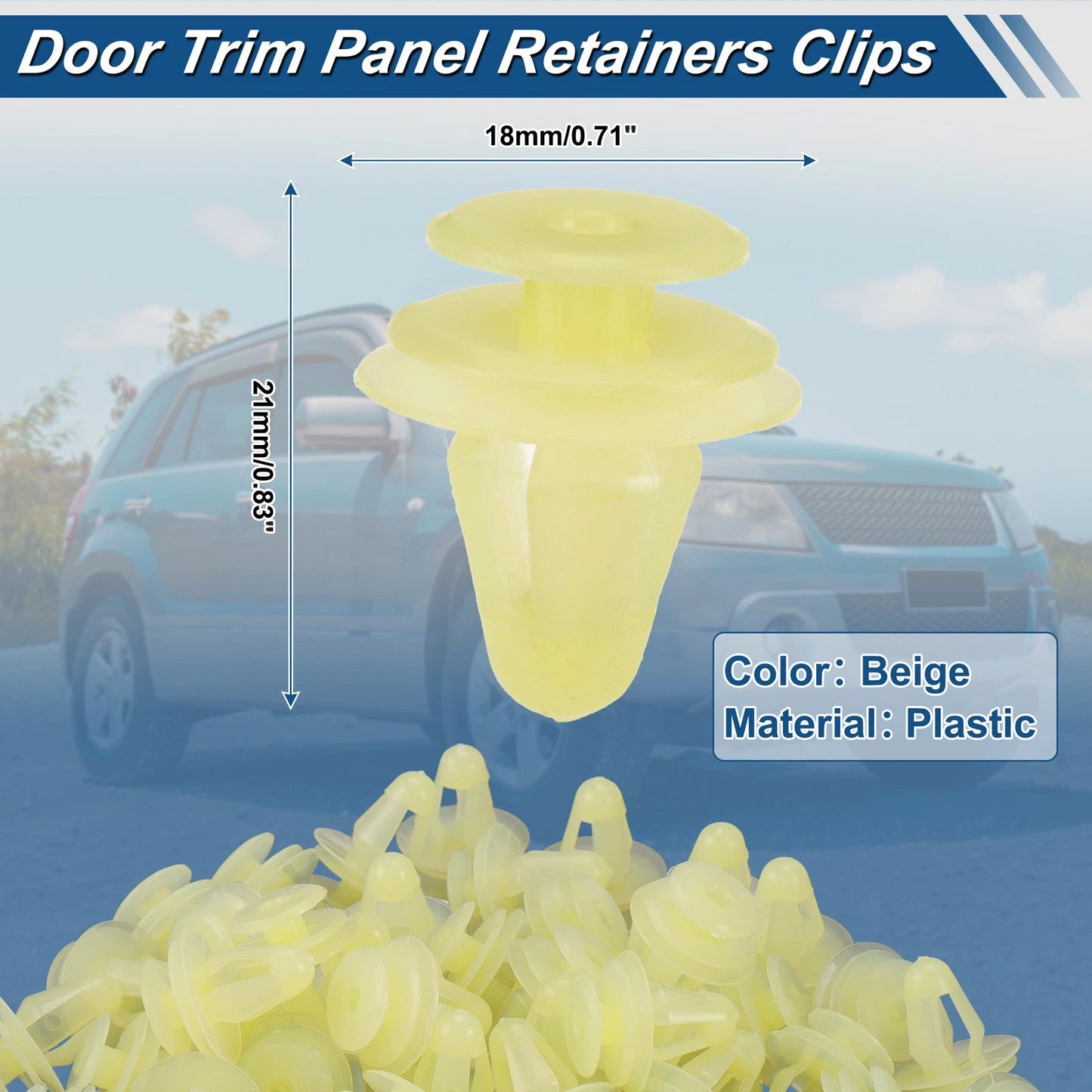 Set of 50 Door Trim Clips for Toyota Camry (1992–1996) No. 6777130070 Beige