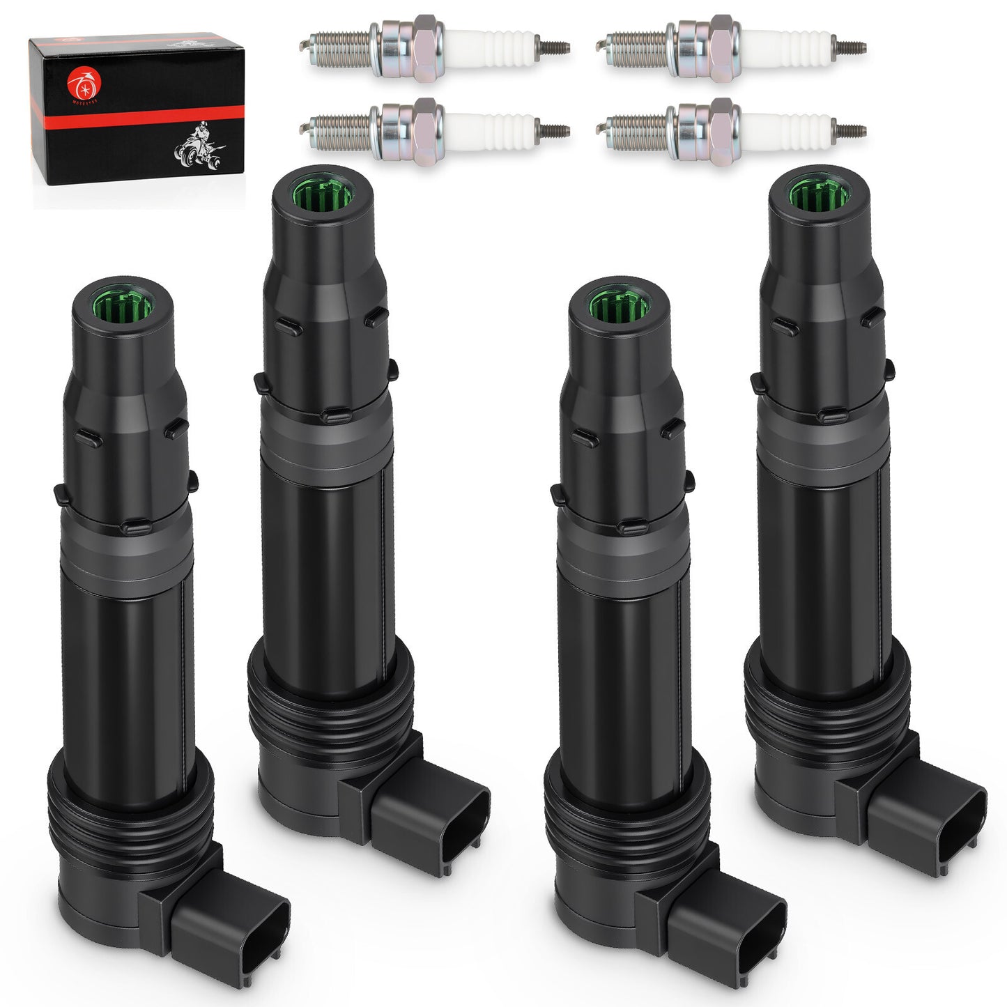Set of 4 Ignition Coils & Iridium Spark Plugs for Kawasaki Ninja ZX600 (2000–2009)