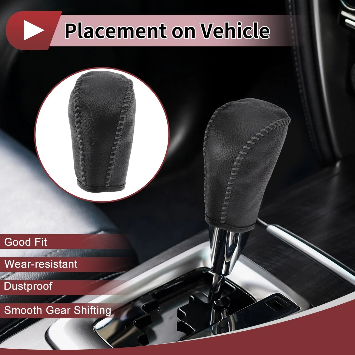 1Pc Gear Shift Knob Cover for Subaru Forester (2006–2012) Gray Faux Leather