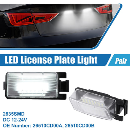 1 Pair White LED License Plate Light Assembly 26510CD00A 2835SMD for Nissan