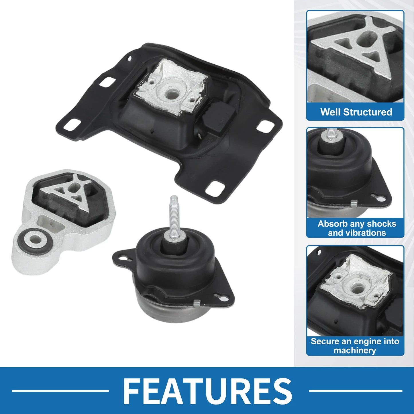 Engine Motor Trans Mount Set for Ford Explorer 2.0L 2.3L (2012–2019)