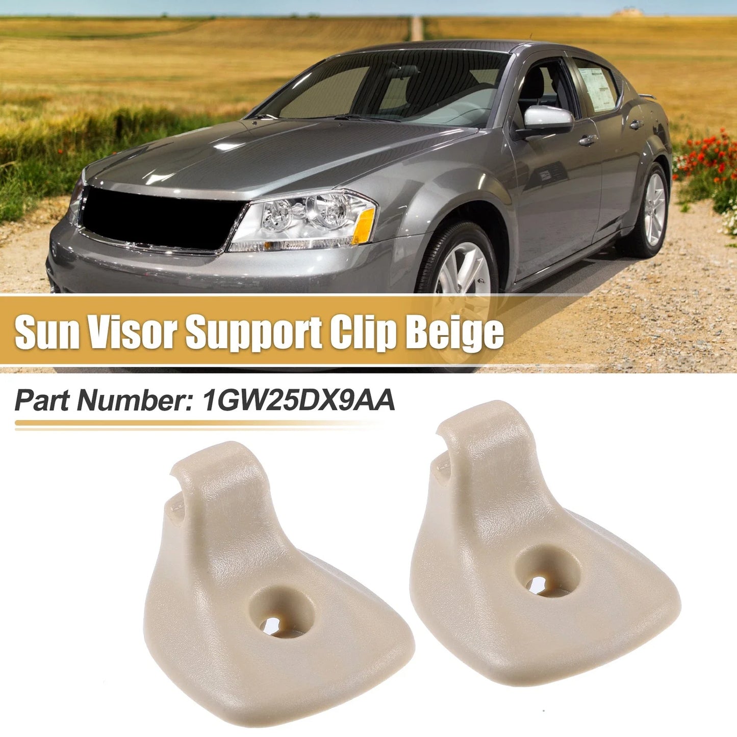 2 x Beige Sun Visor Support Clip Retainers for Dodge Chrysler