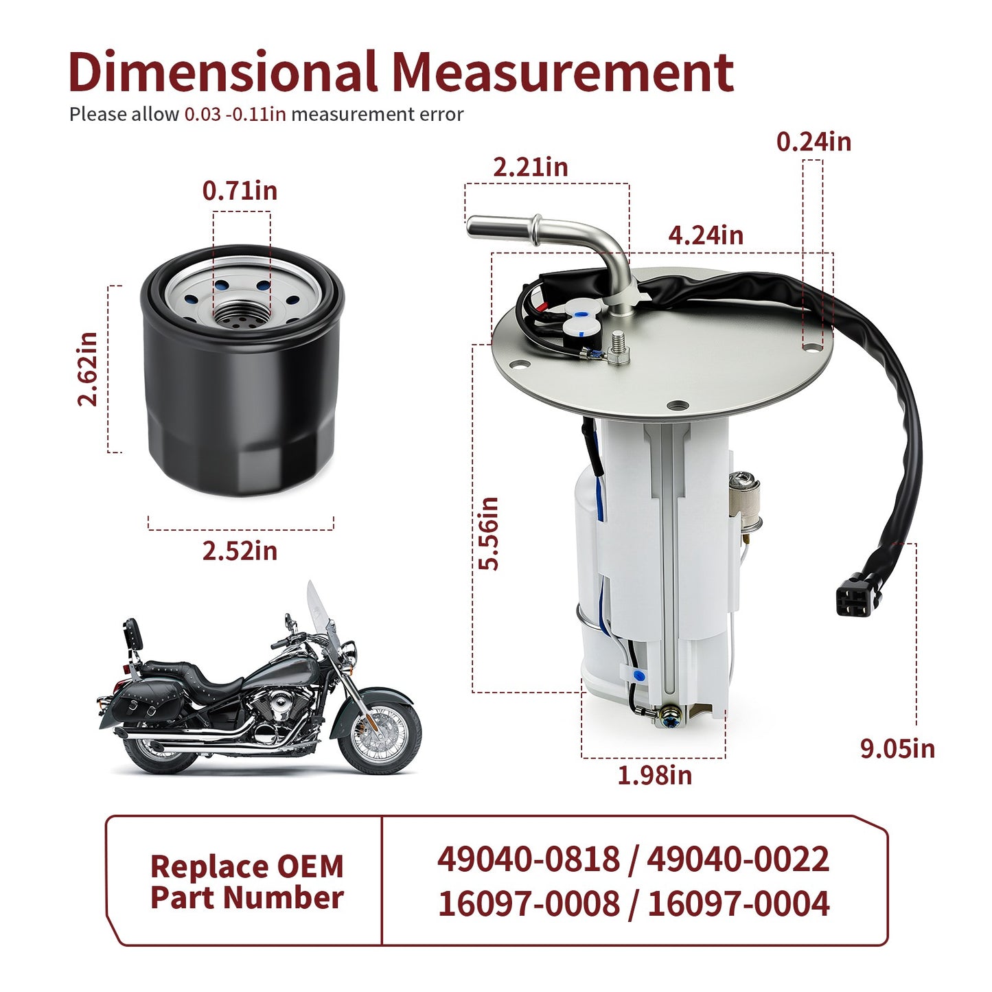 Fuel Pump and Oil Filter for Kawasaki Vulcan 900 Classic (2006–2024)