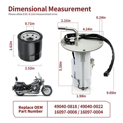 Fuel Pump and Oil Filter for Kawasaki Vulcan 900 Classic (2006–2024)