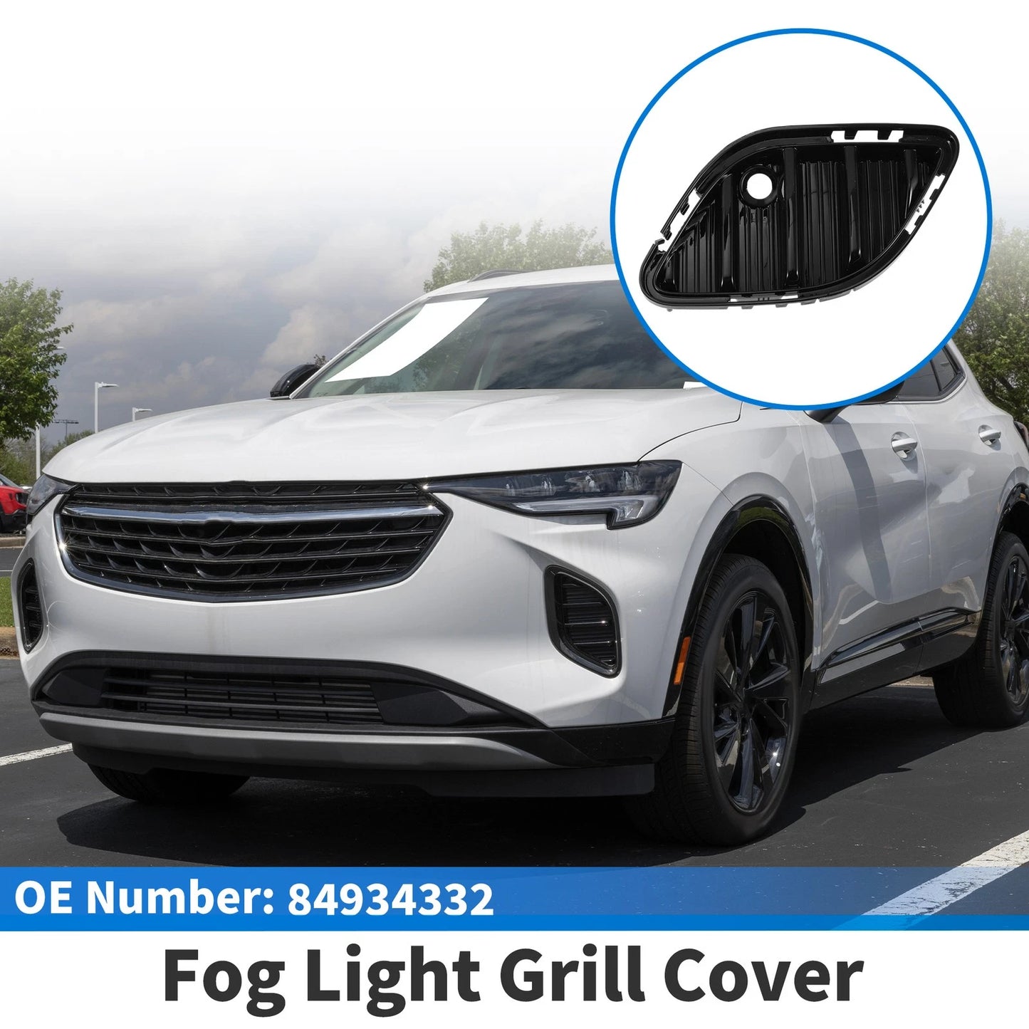 1 Pc Fog Light Grill for Buick Envision (2021–2023) No. 84934332 Black
