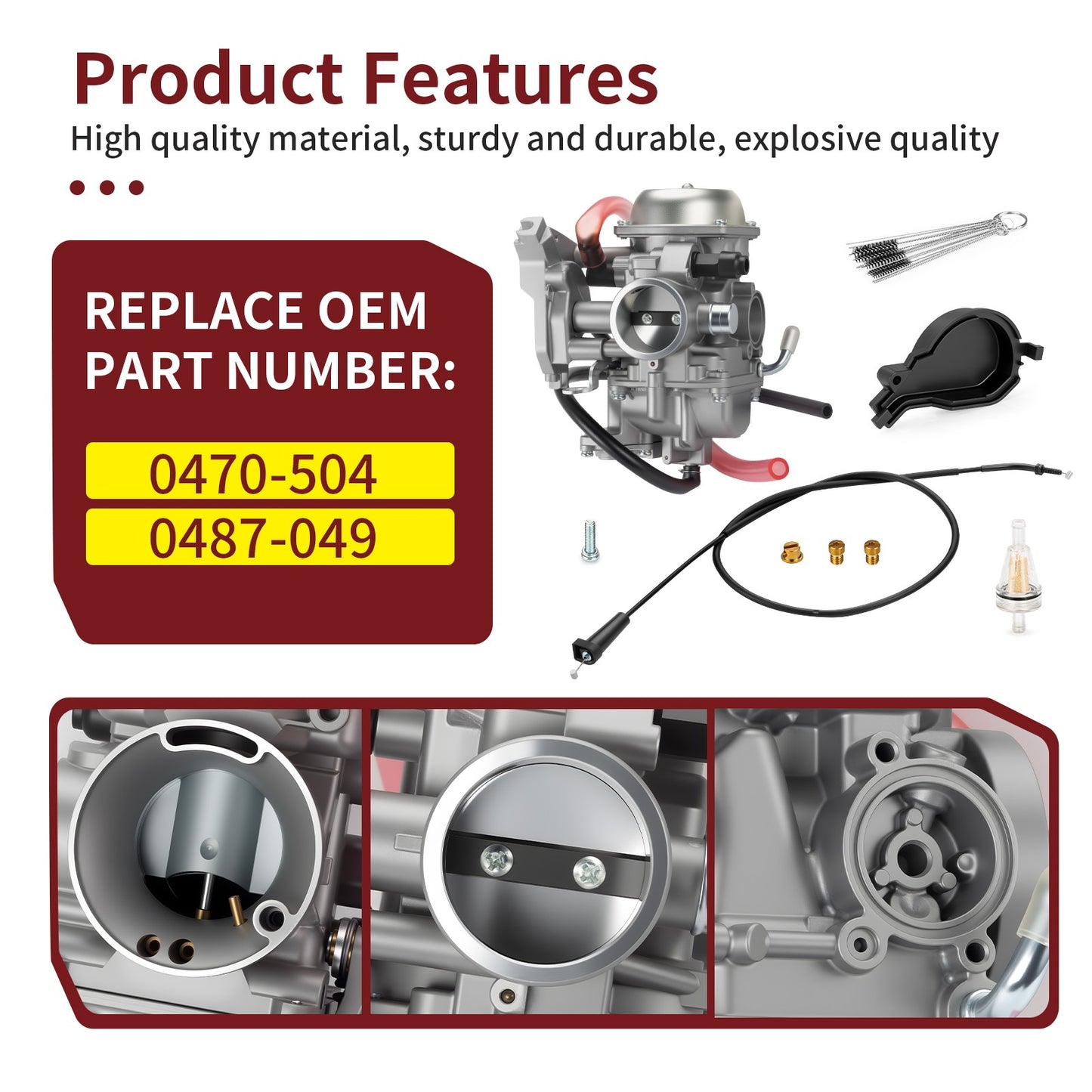 Carburetor for Arctic Cat 400 4x4 Auto TBX (2004) with Throttle Cable