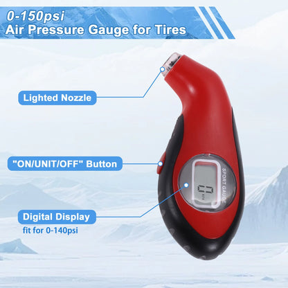 Tire Pressure Gauge 0-140psi for LED Light Battery (Universal)