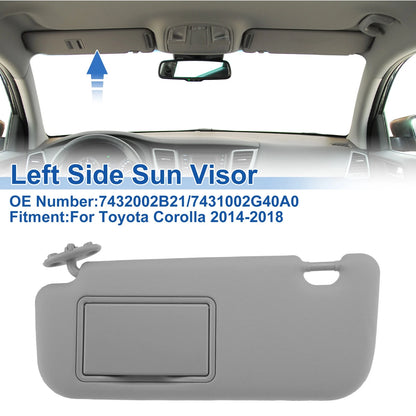 Left Side Sun Visor for Toyota Corolla (2014–2018) No. 7432002B21 Gray