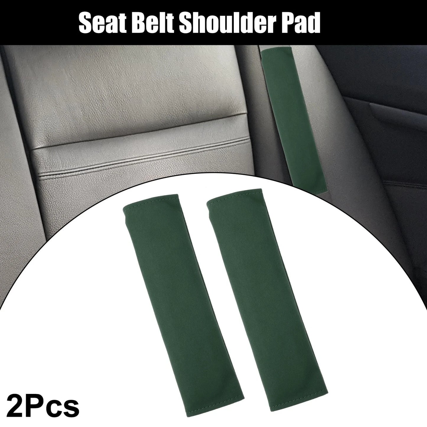 2pcs Seat Belt Shoulder Pad for Universal Fit (Faux Leather, Green)