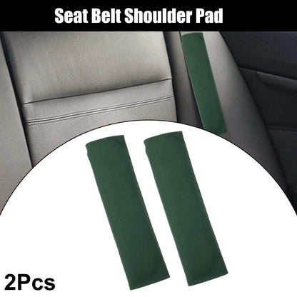 2pcs Seat Belt Shoulder Pad for Universal Fit (Faux Leather, Green)