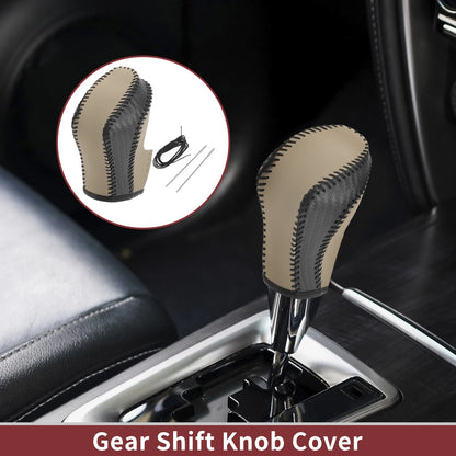 Gear Shift Knob Cover for Nissan Maxima (2016–2023) Black Beige Faux Leather