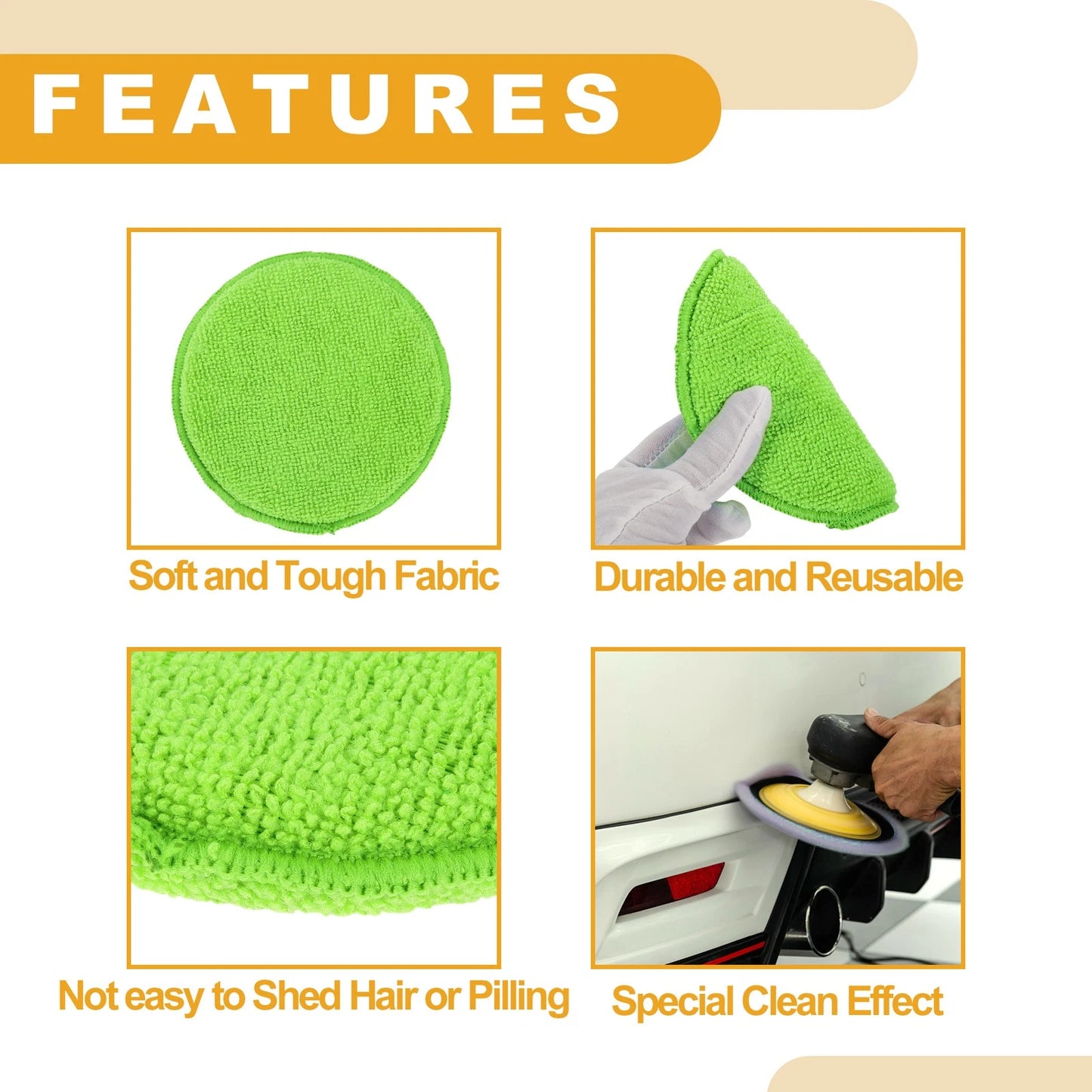 Set of 4 Polishing Buffing Pads for Auto (12.5cm)