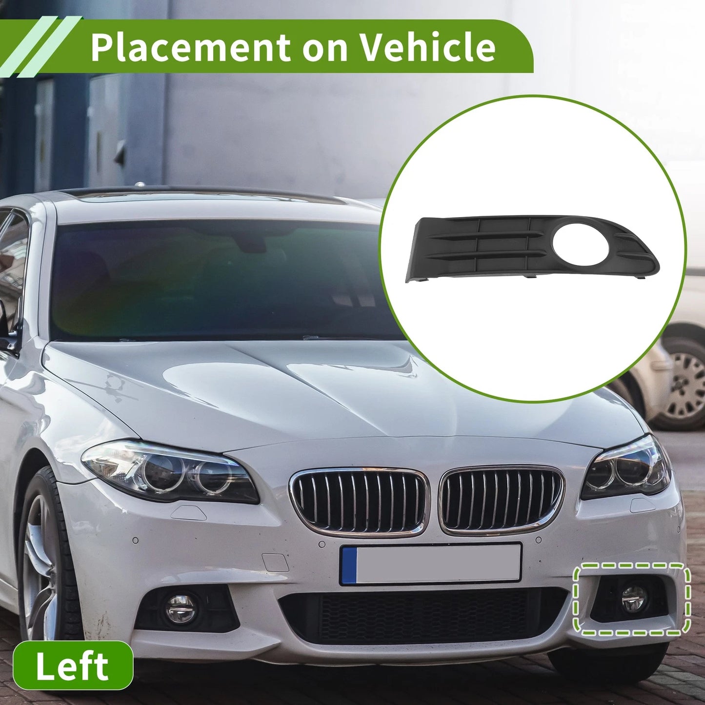 1 Pc Front Left Fog Light Grill for Volvo S40 (2007-2012) Black