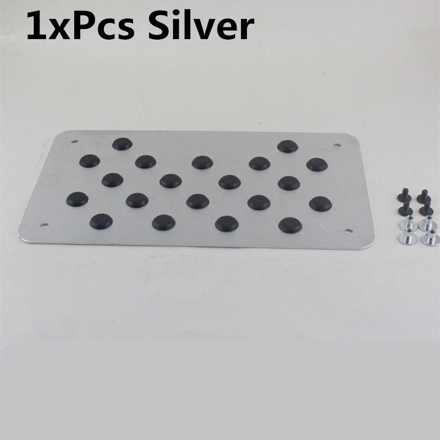Aluminum Car Floor Carpet Mat Patch Heel Scuff Plate Pedal Pad 28x16cm