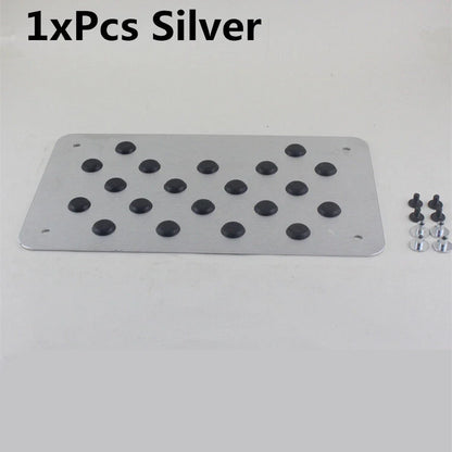 Aluminum Car Floor Carpet Mat Patch Heel Scuff Plate Pedal Pad 28x16cm